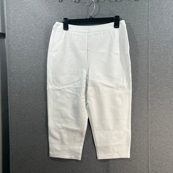Joan Rivers Petite Signature Knit Capri Pants White Petite Medium - Picture 2 of 7